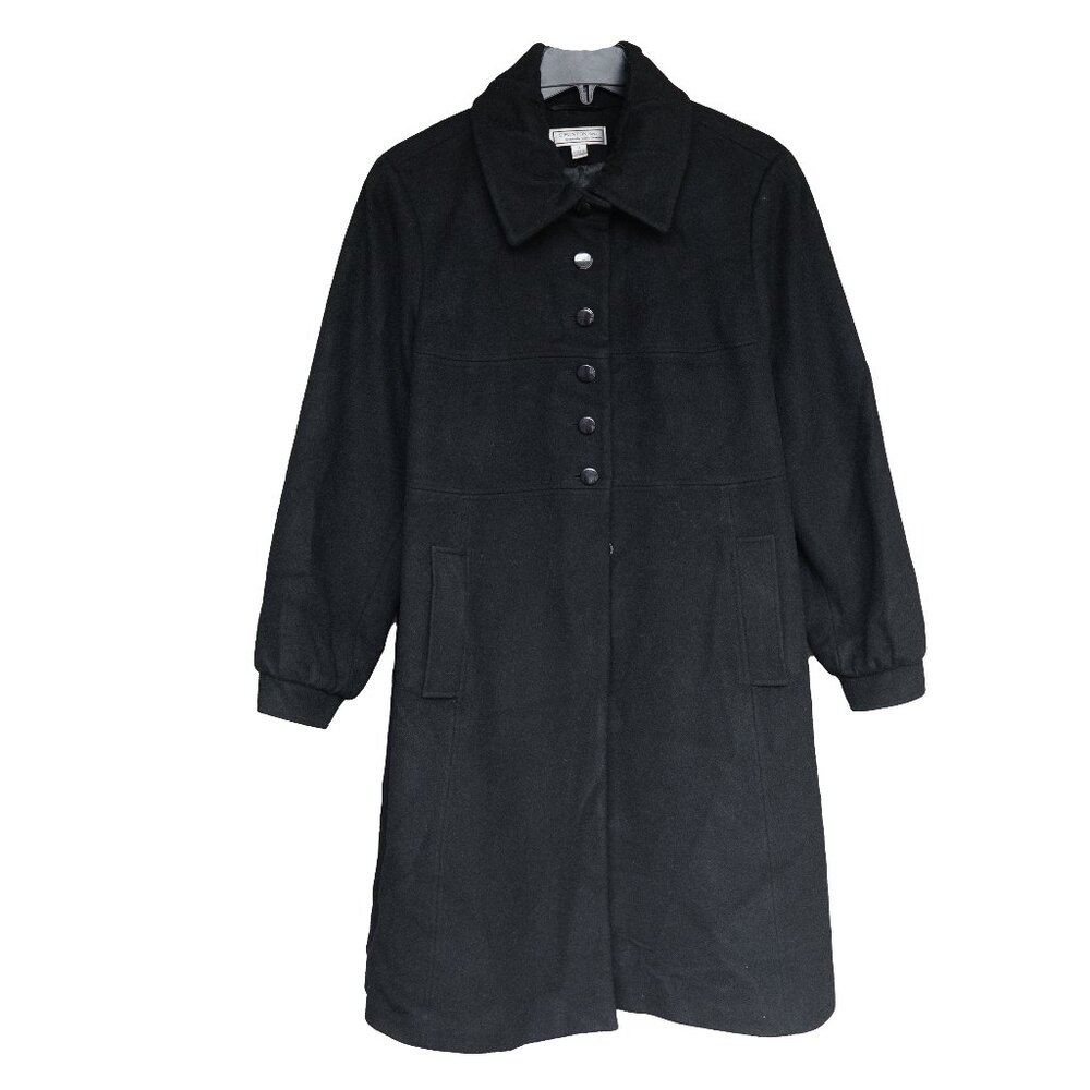 Vintage WOOL Coat Black Capsule Wardrobe  Staple Long Classic Winter Overcoat